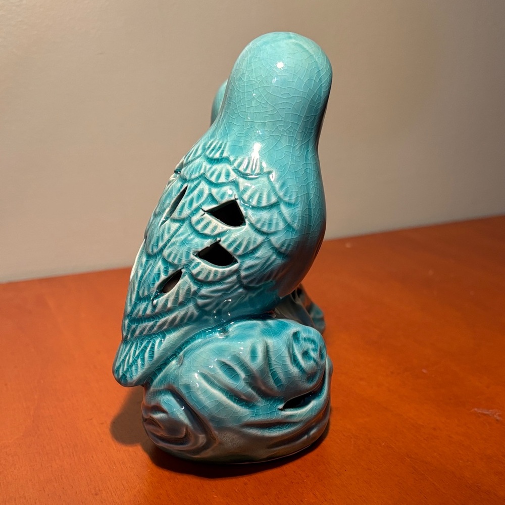 Vintage Glazed Ceramic Love Bird Figurine for potpourri or fairy lights. - Picture 3 of 8